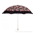 Printed Women's Umbrella With Ruffle Lace